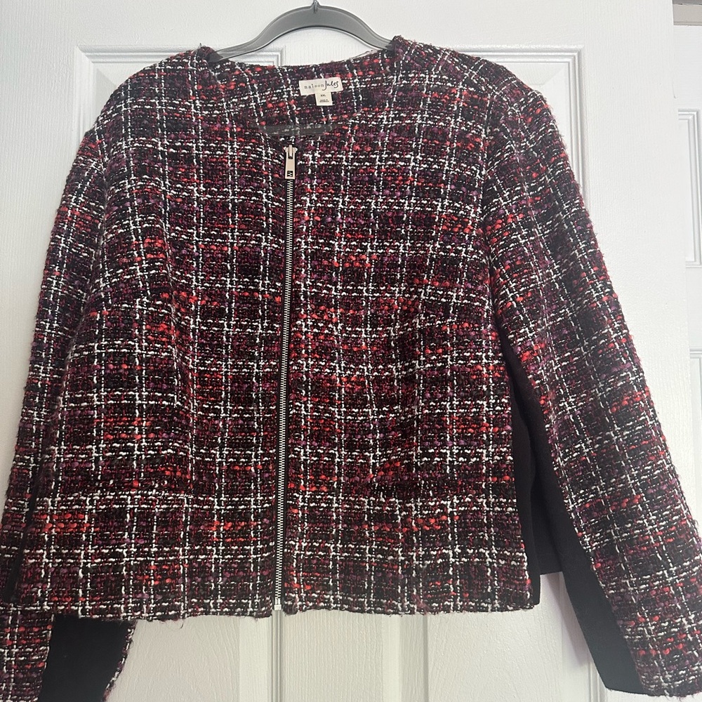 Maison Jules Black and Red Tweed Blazer